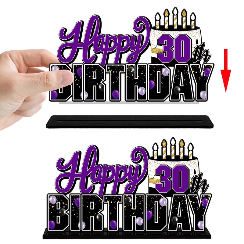 LINGTEER Happy 30th Birthday Purple Acrylic Table Topper Centerpieces Set - Cheers to Thirty Years Old Birthday 30th Bday Party Gift Decorations. - Image 4